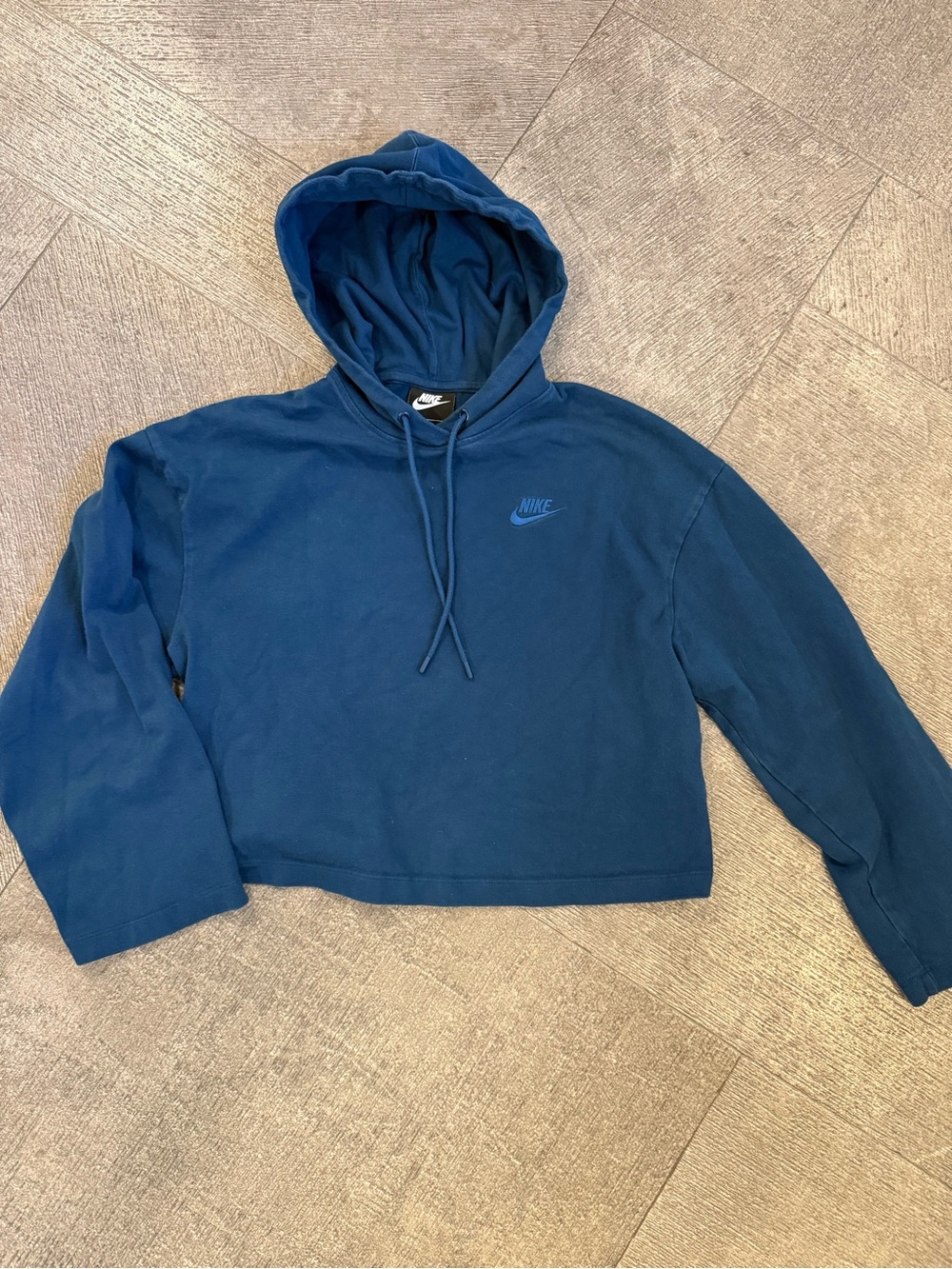 Nike Navy Blue Cropped Pullover Hoodie